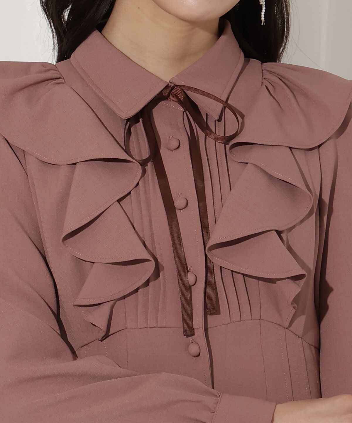 WILLSELECTION「ラッフルフリルタックウエストシャツワンピース」|ワンピース|