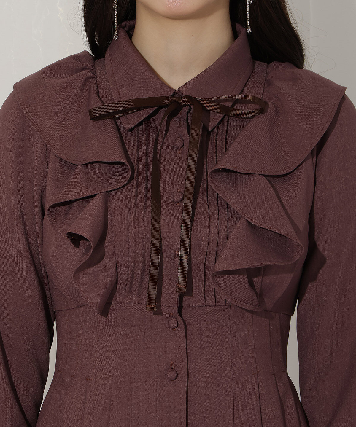 WILLSELECTION「ラッフルフリルタックウエストシャツワンピース」|ワンピース|