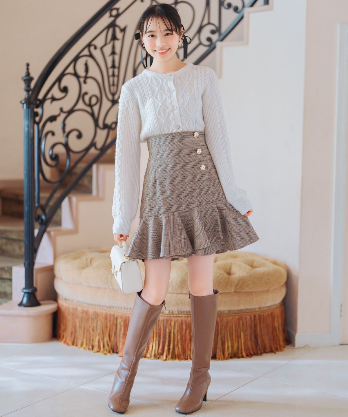 WILLSELECTION「パール付きケーブルカーディガン」|カーディガン|