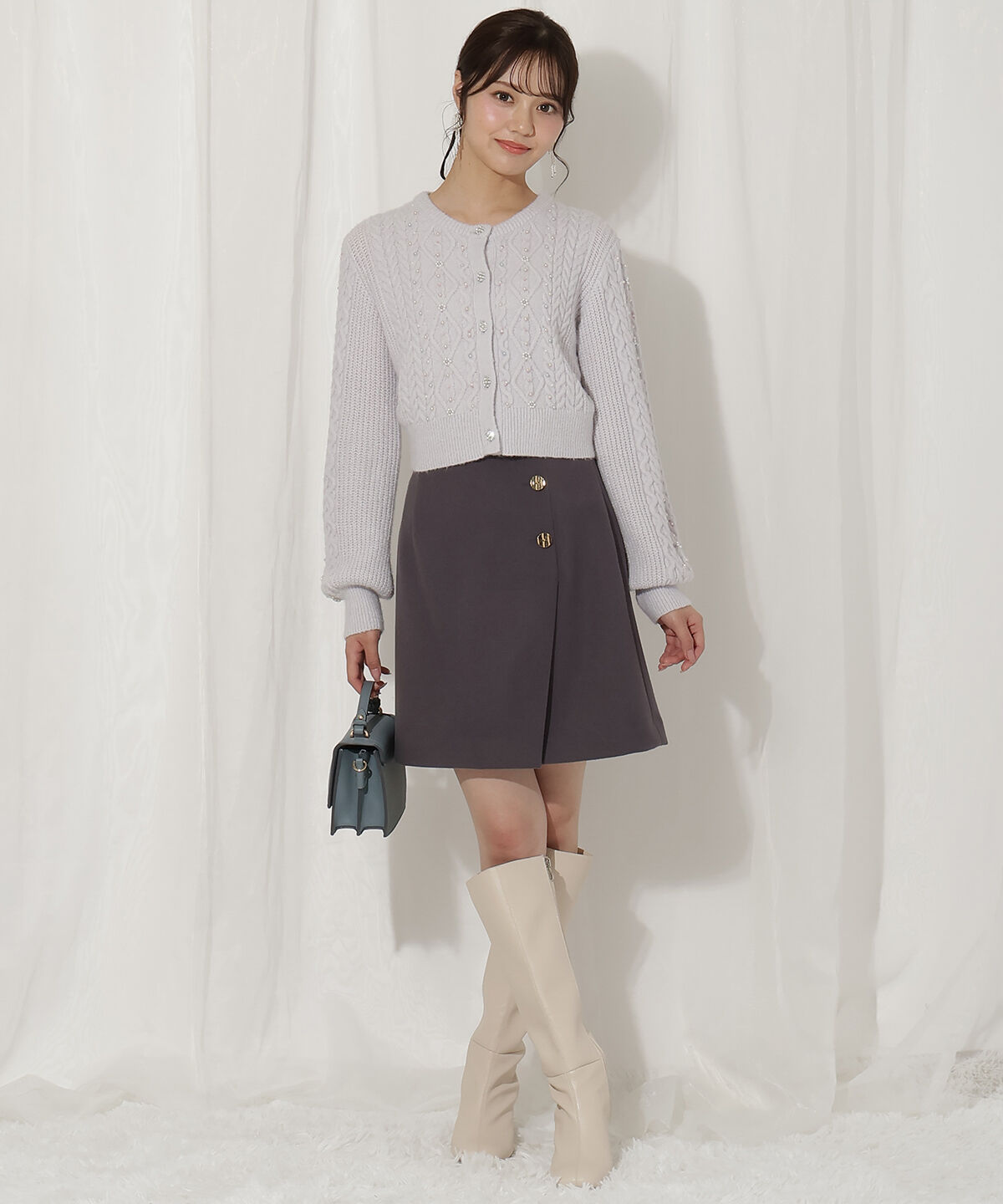 WILLSELECTION「パール付きケーブルカーディガン」|カーディガン|