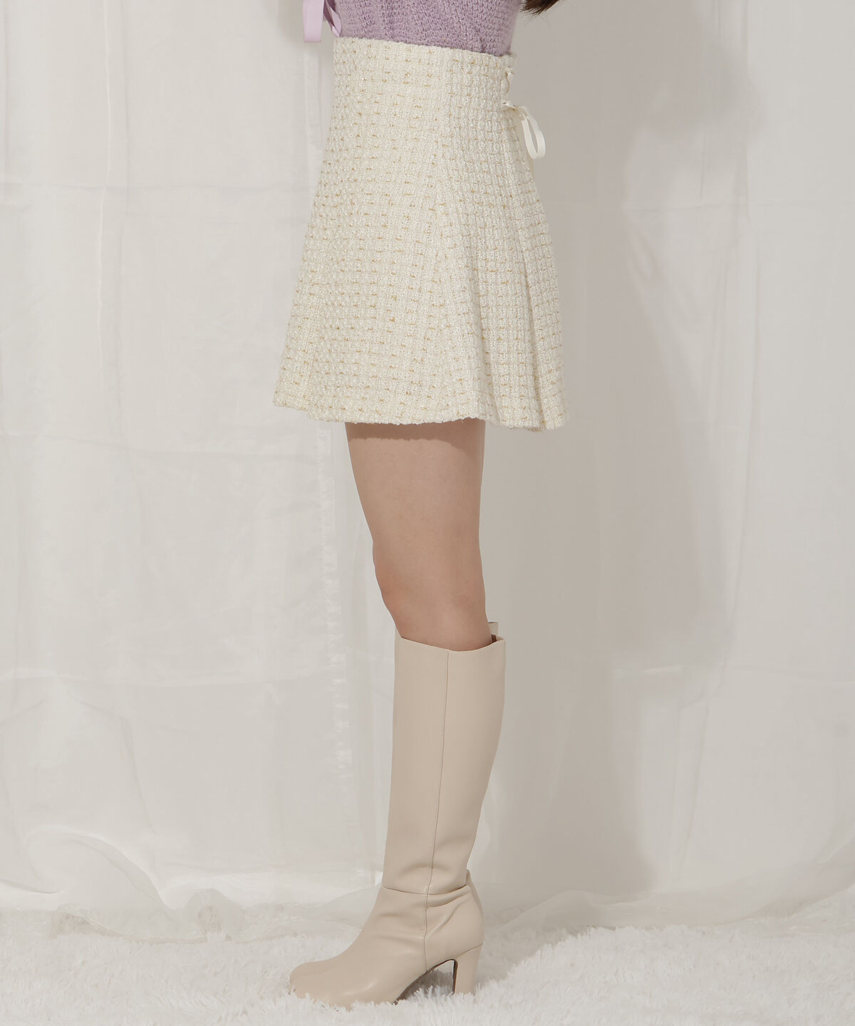 WILLSELECTION「ラメツイードミニスカート」|フレア|