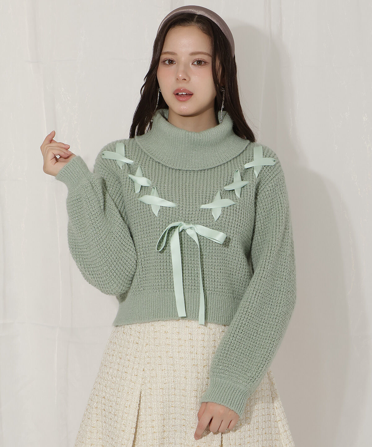 WILLSELECTION「レースアップタートルニット」|ニット・セーター|