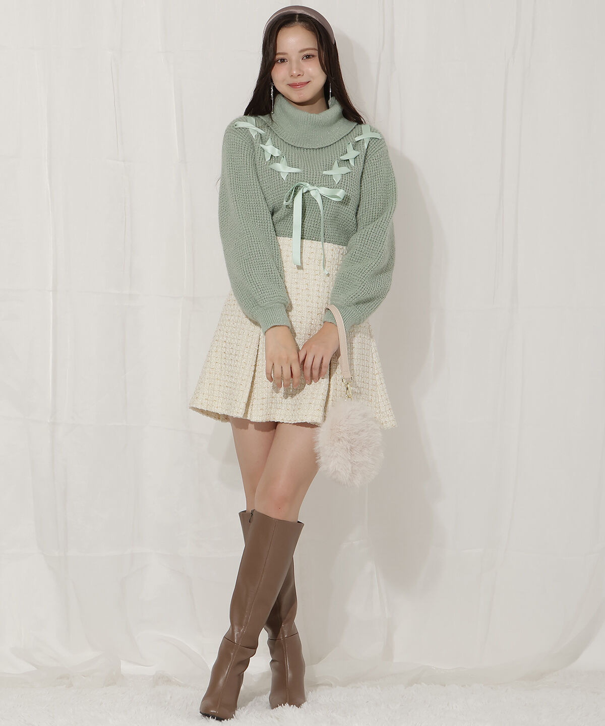 WILLSELECTION「レースアップタートルニット」|ニット・セーター|