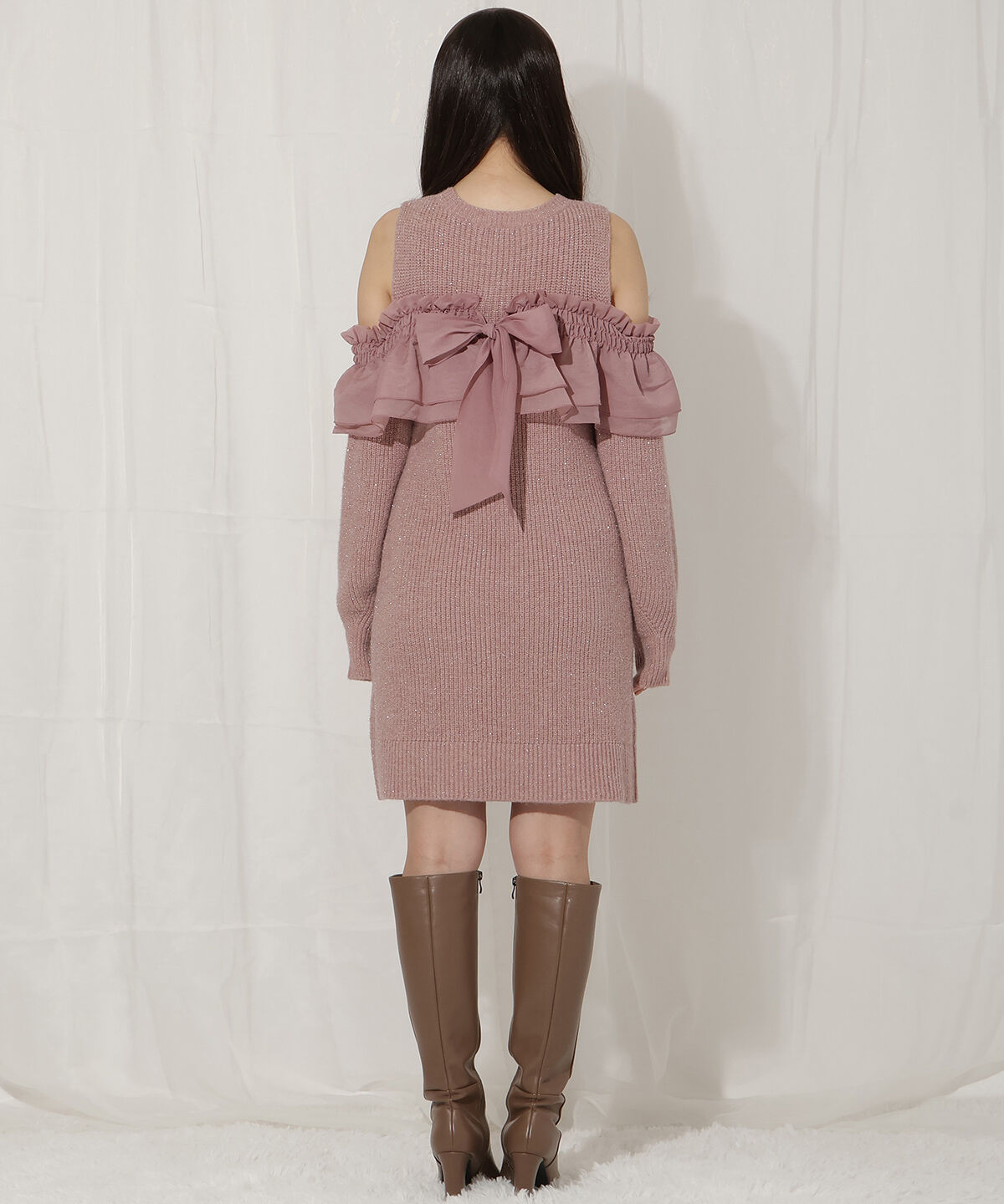 WILLSELECTION「バックリボンオフショルニットワンピース」|ワンピース|