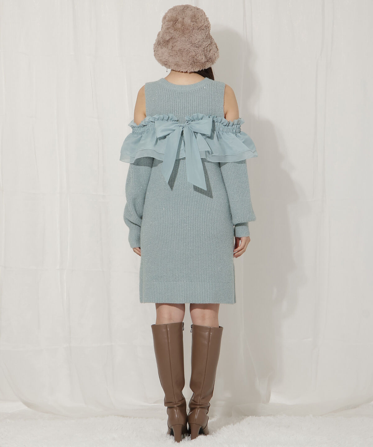 WILLSELECTION「バックリボンオフショルニットワンピース」|ワンピース|