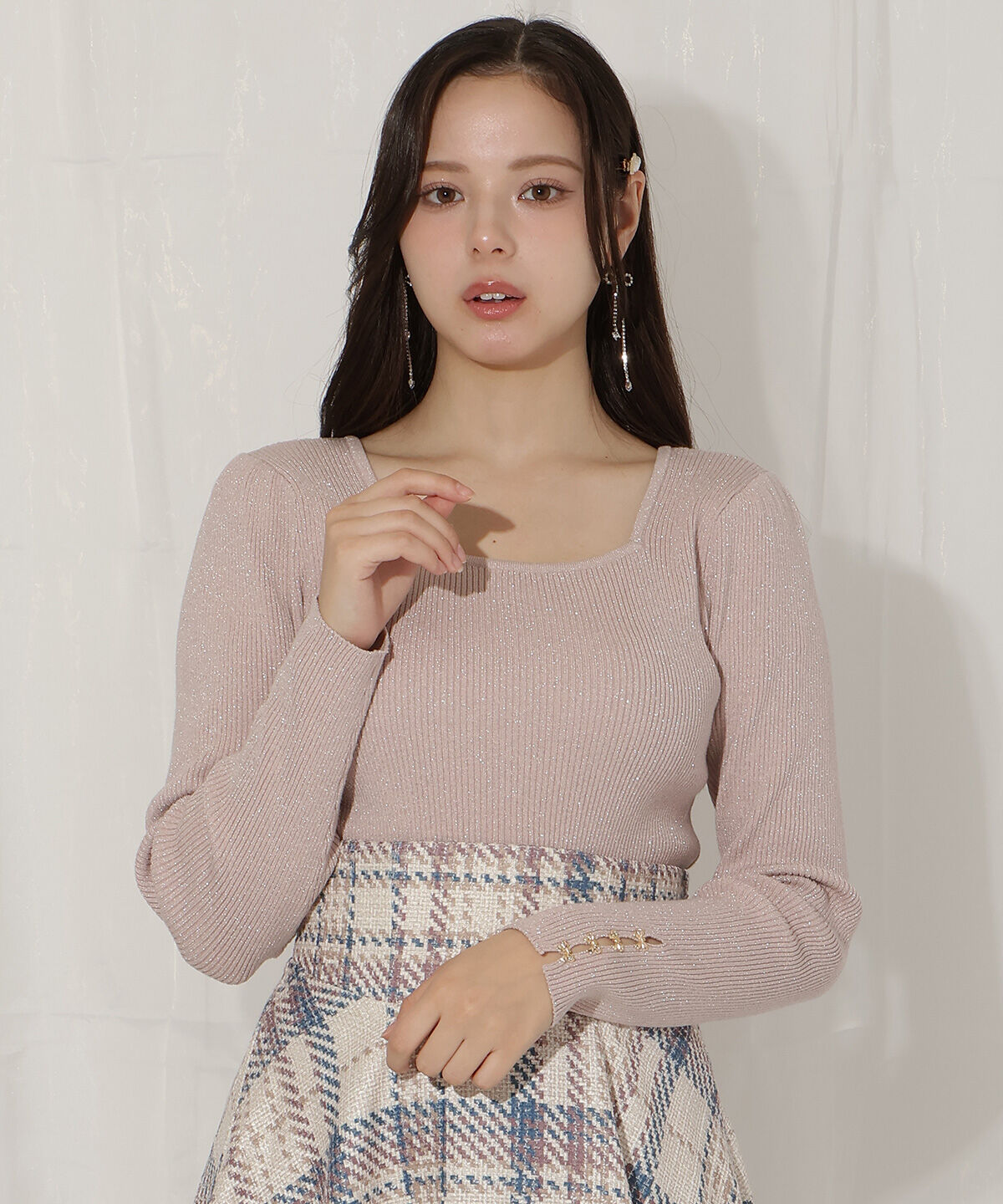 WILLSELECTION「リボンスリーブ2WAYラメニット」|ニット・セーター|