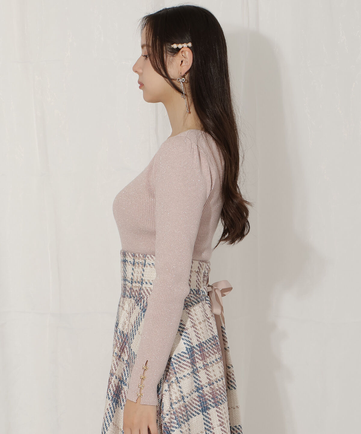 WILLSELECTION「リボンスリーブ2WAYラメニット」|ニット・セーター|