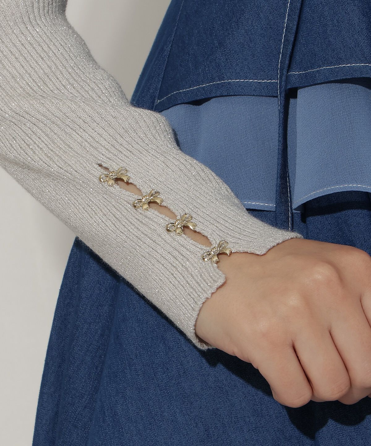 WILLSELECTION「リボンスリーブ2WAYラメニット」|ニット・セーター|