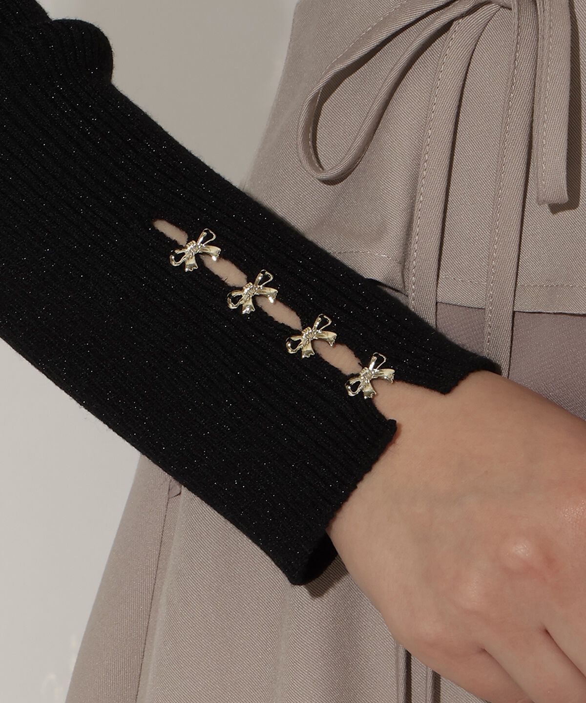 WILLSELECTION「リボンスリーブ2WAYラメニット」|ニット・セーター|