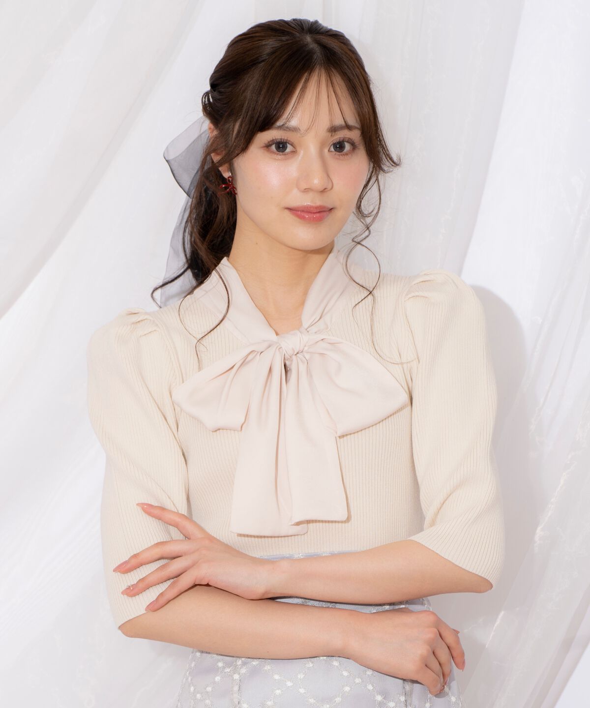 WILLSELECTION「リボンタイ5分袖リブニット」|ニット・セーター|