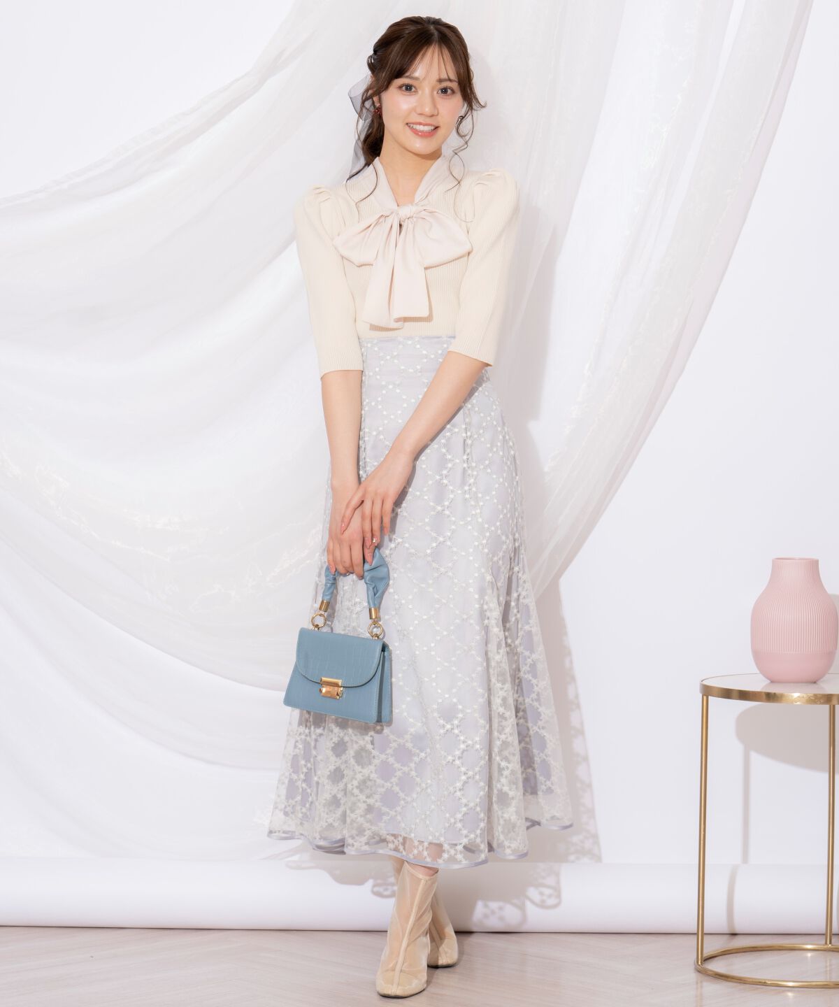 WILLSELECTION「リボンタイ5分袖リブニット」|ニット・セーター|