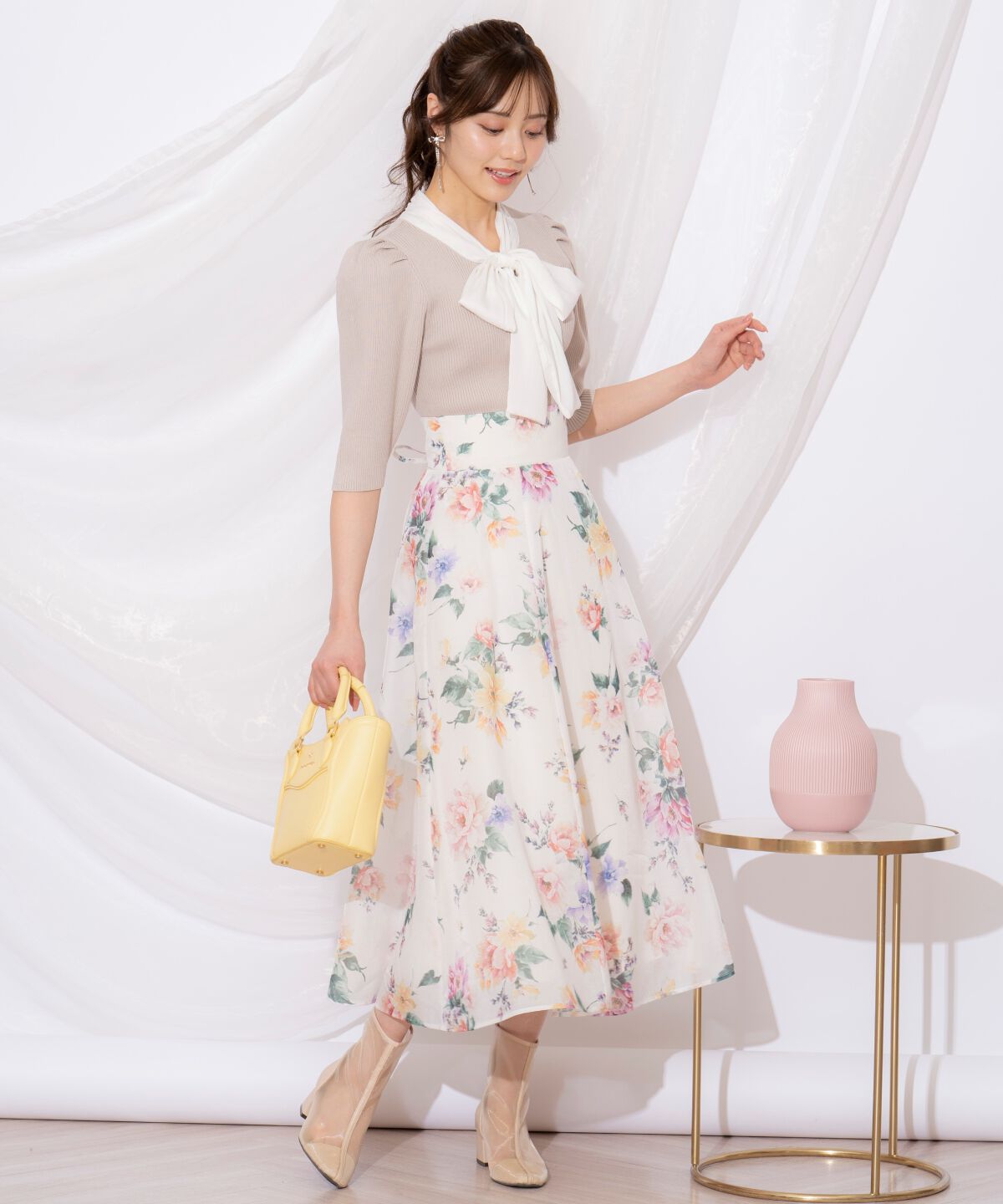 WILLSELECTION「リボンタイ5分袖リブニット」|ニット・セーター|