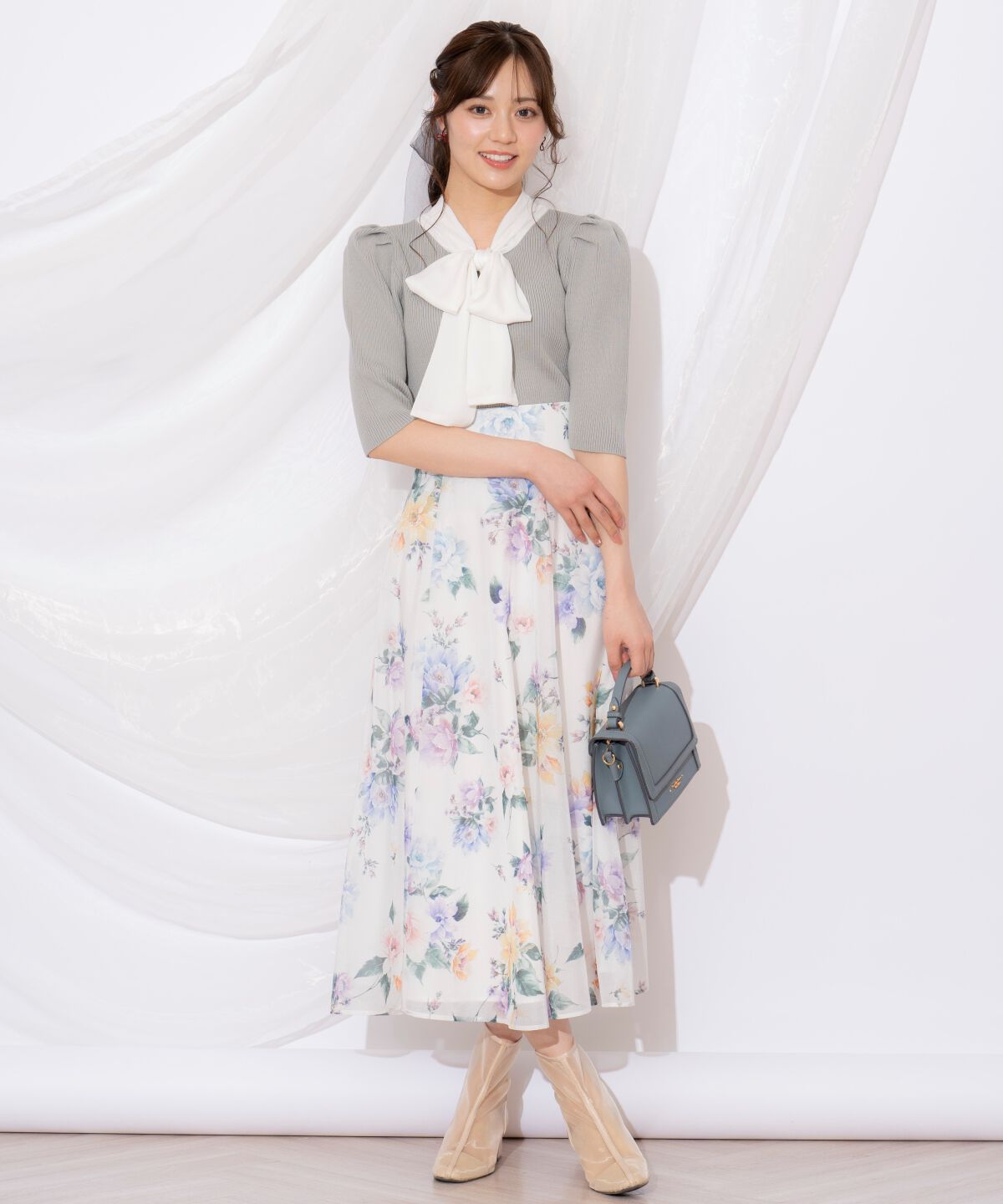 WILLSELECTION「リボンタイ5分袖リブニット」|ニット・セーター|