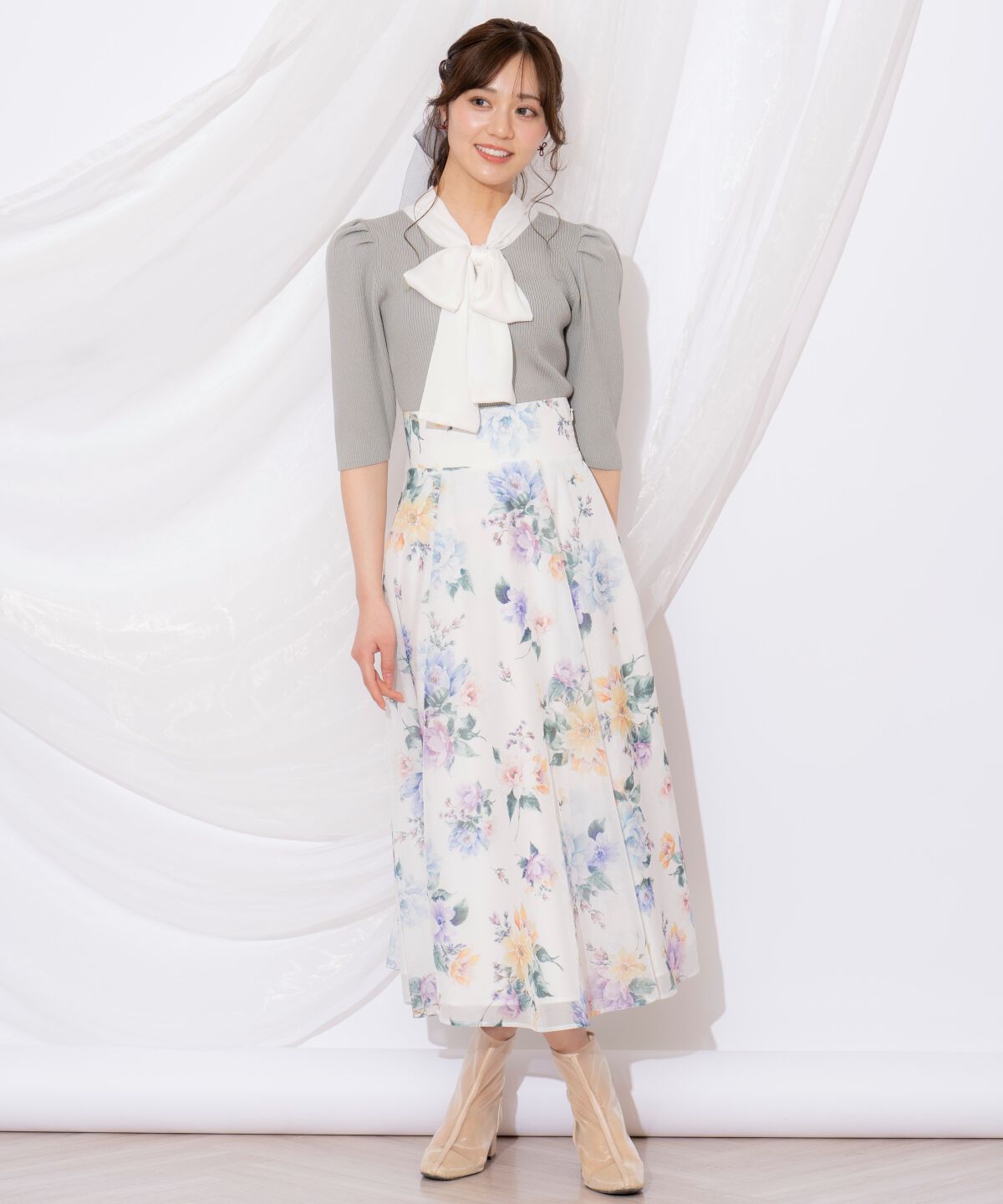 WILLSELECTION「リボンタイ5分袖リブニット」|ニット・セーター|