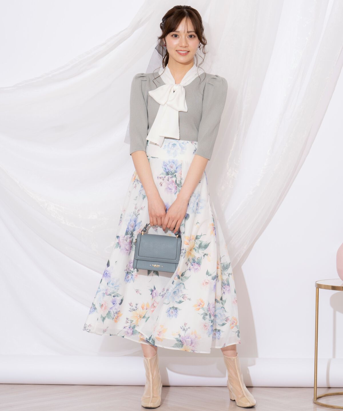 WILLSELECTION「リボンタイ5分袖リブニット」|ニット・セーター|