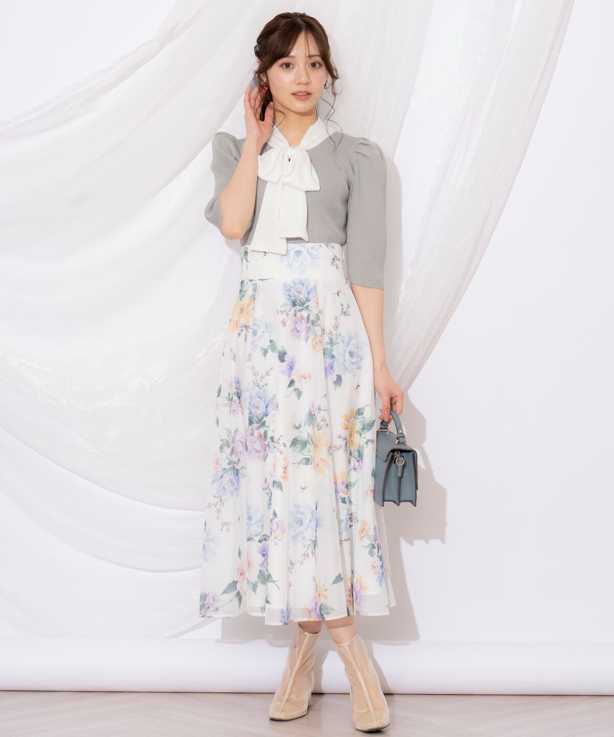 WILLSELECTION「リボンタイ5分袖リブニット」|ニット・セーター|