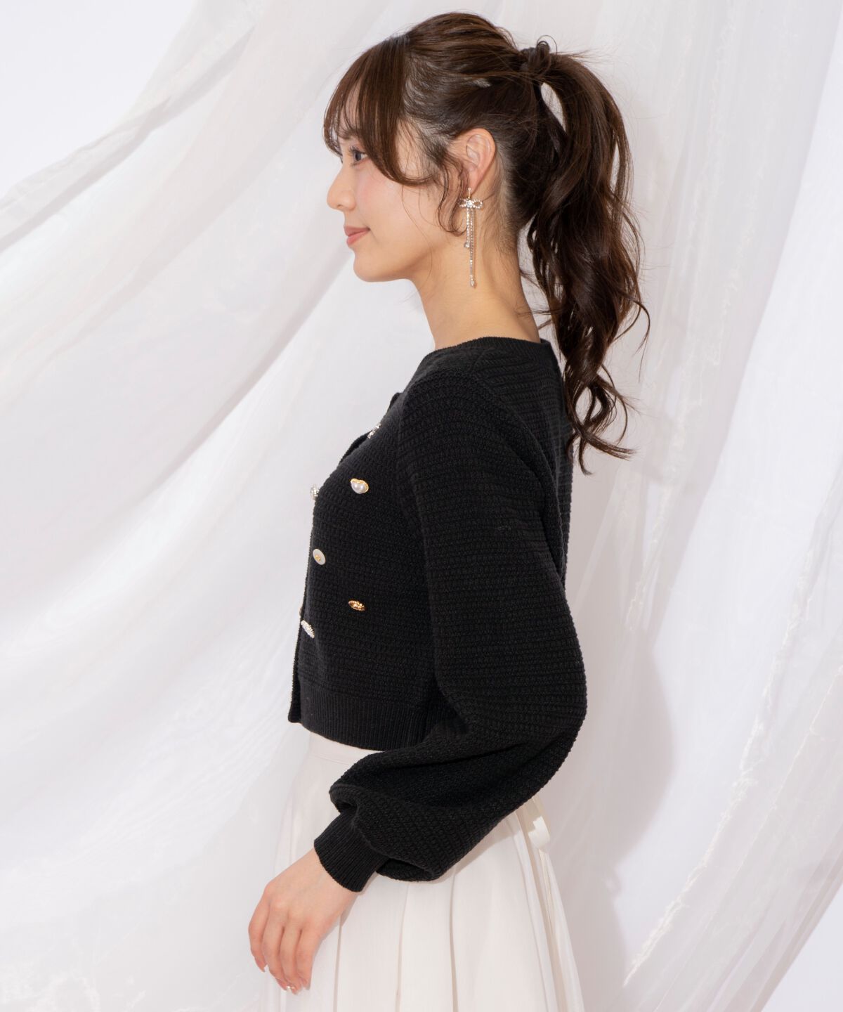 WILLSELECTION「シャイニービジューカーディガン」|カーディガン|
