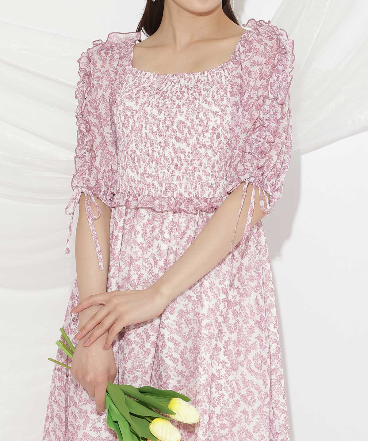 WILLSELECTION「ミニフラワーシャーリングワンピース」|ワンピース|