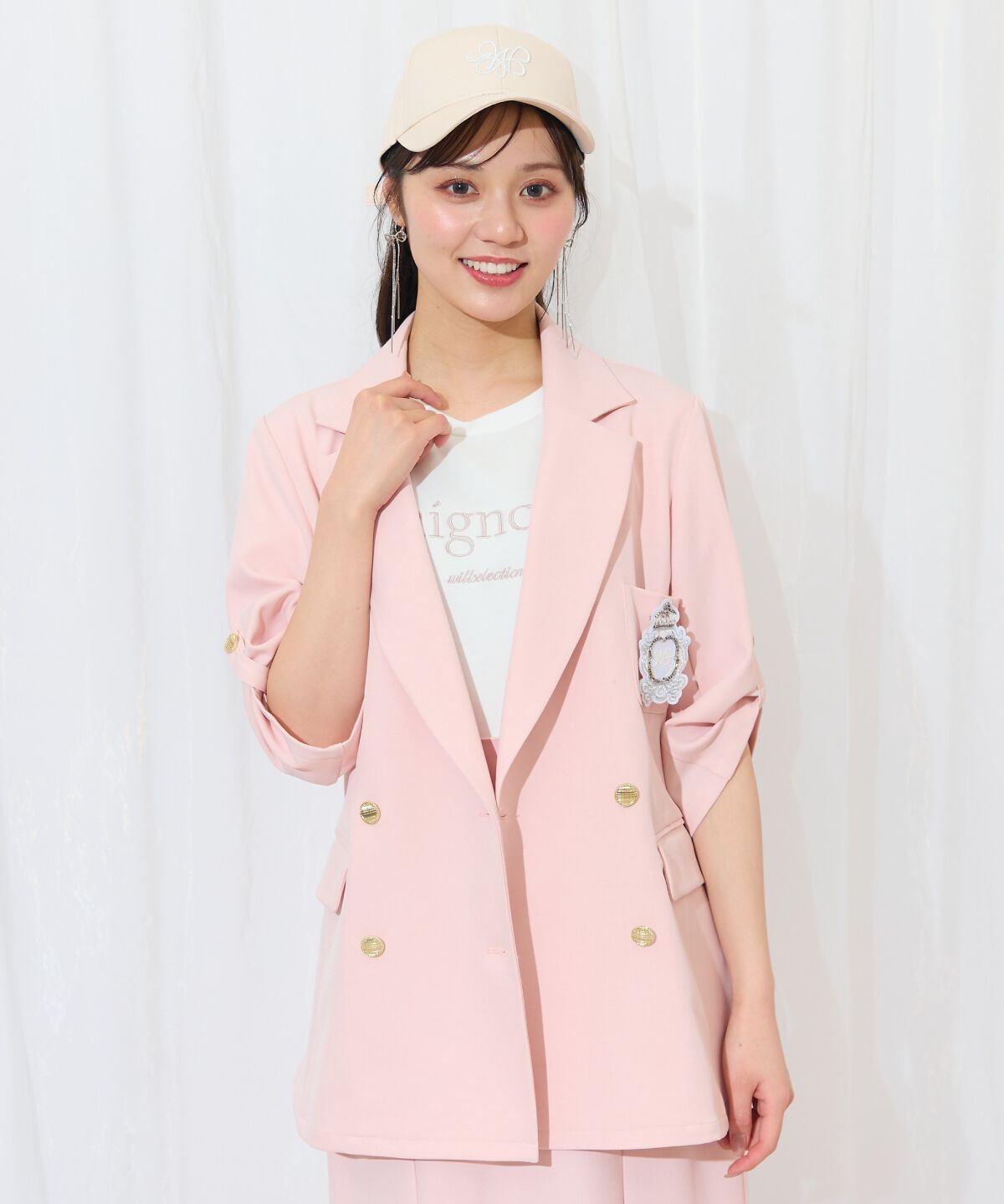 WILLSELECTION「エンブレム付きテーラードジャケット」|テーラードジャケット|ピンク