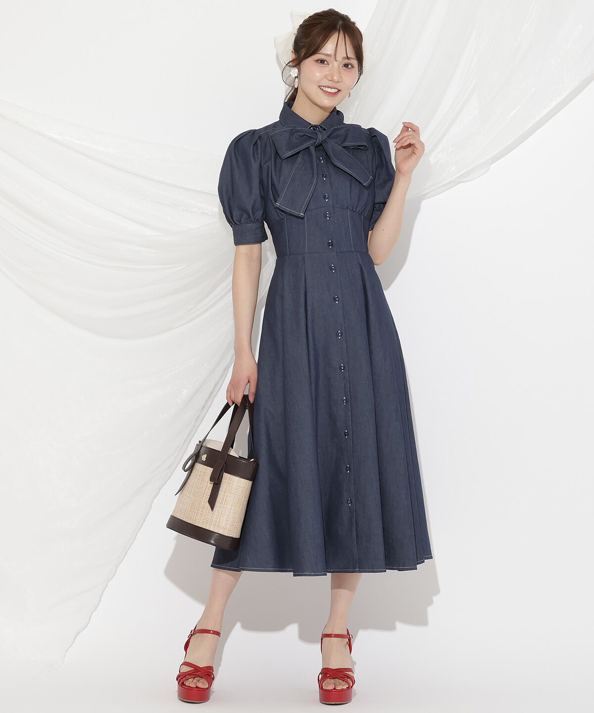 WILLSELECTION「リボンタイコルセットシャツワンピース」|ワンピース|