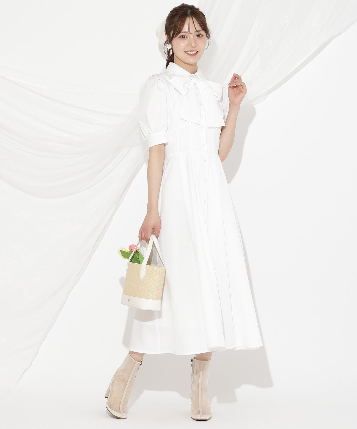 WILLSELECTION「リボンタイコルセットシャツワンピース」|ワンピース|