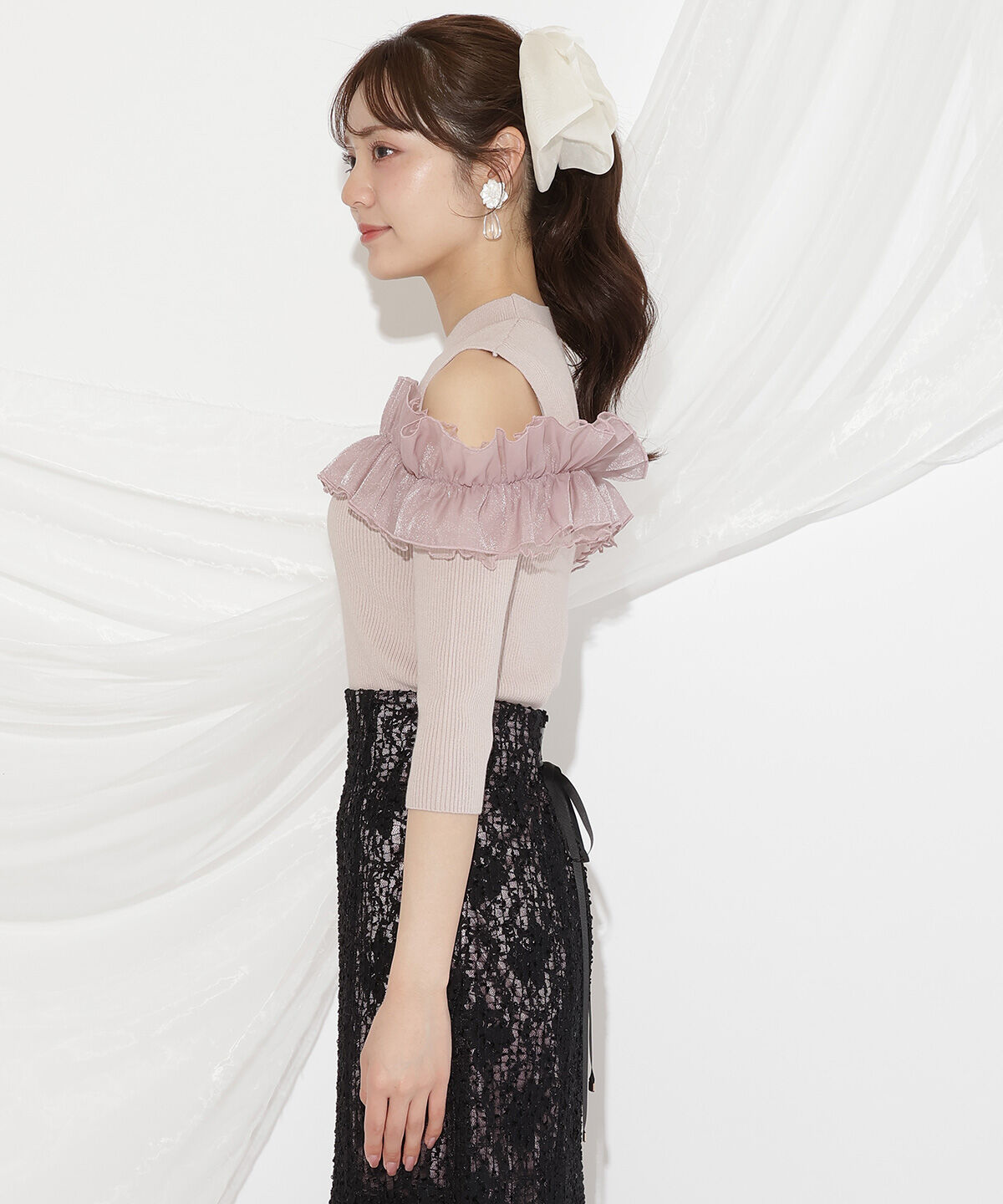 WILLSELECTION「フリルドッキングリブニット」|ニット・セーター|