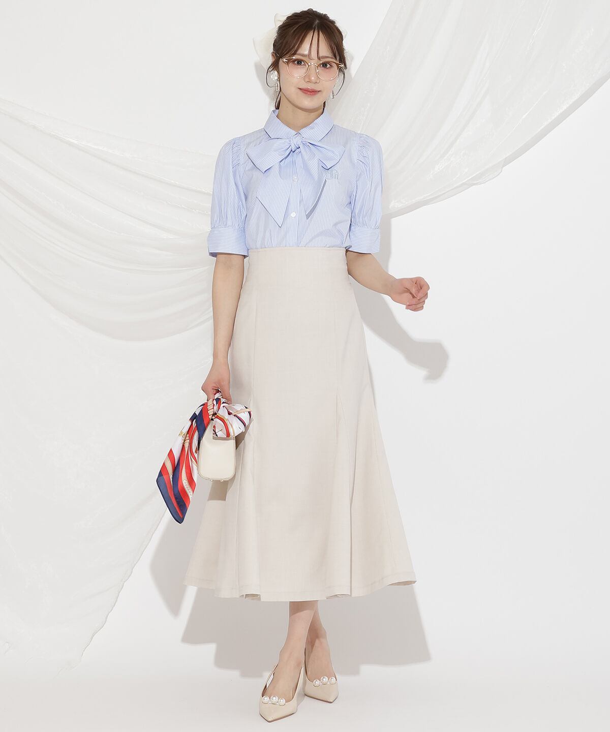 WILLSELECTION「刺繍ストライプパフブラウス」|シャツ・ブラウス|