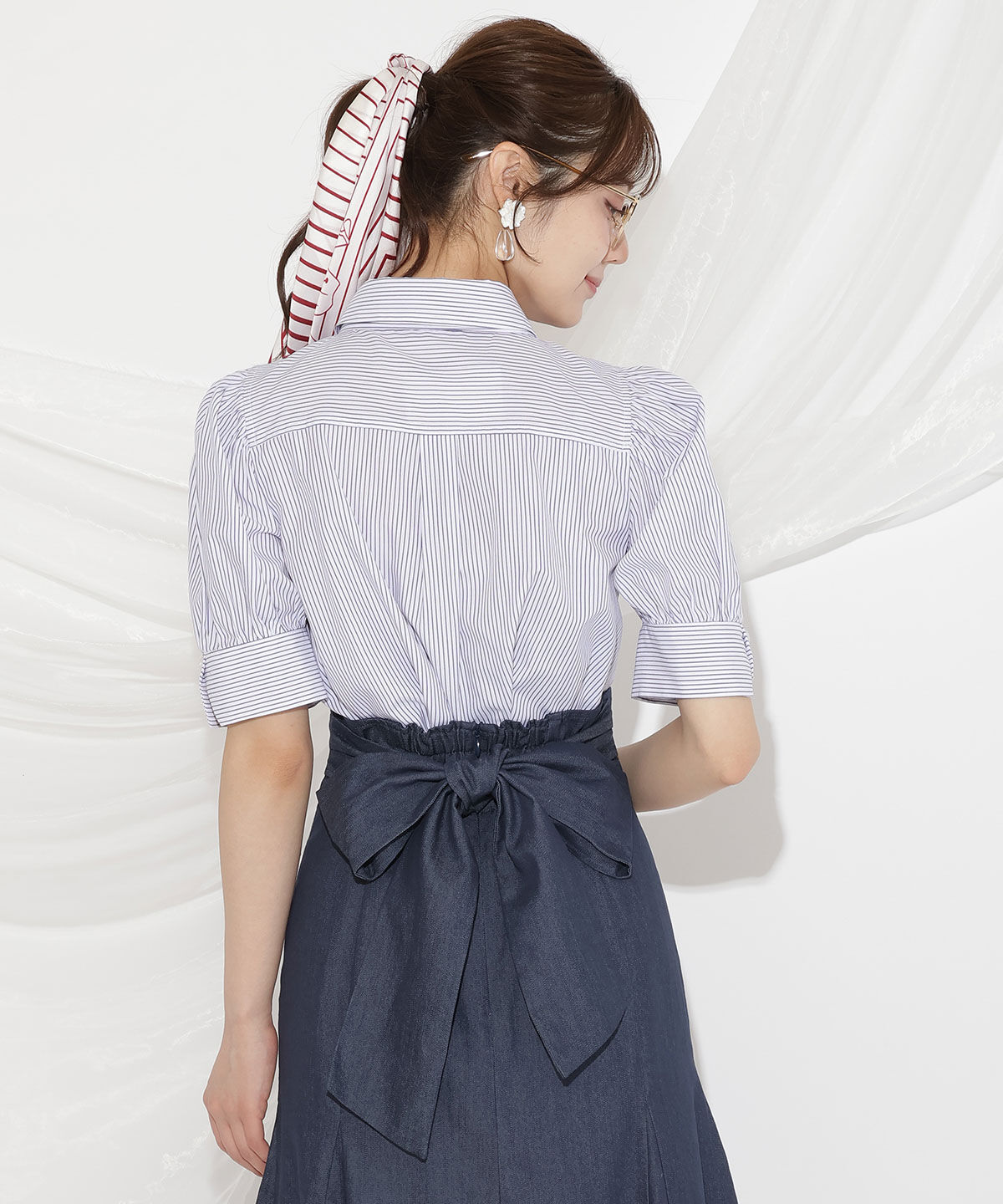 WILLSELECTION「刺繍ストライプパフブラウス」|シャツ・ブラウス|