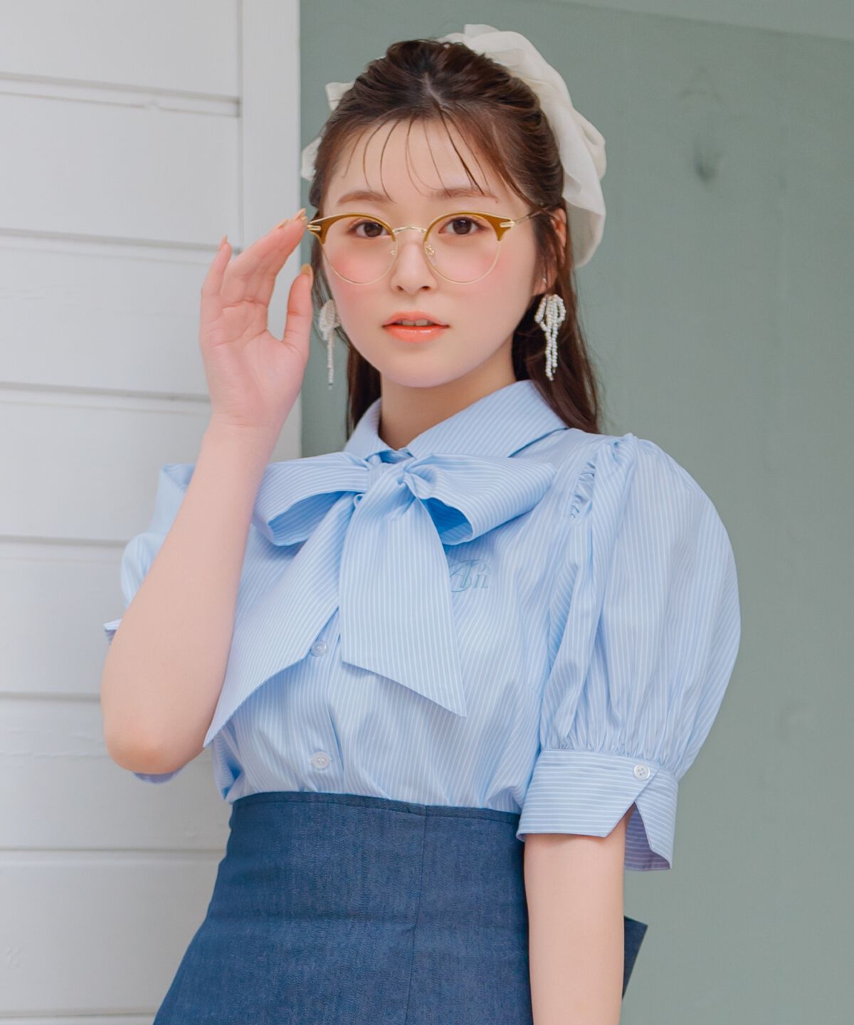 WILLSELECTION「刺繍ストライプパフブラウス」|シャツ・ブラウス|purpleborderｽﾄﾗｲﾌﾟ