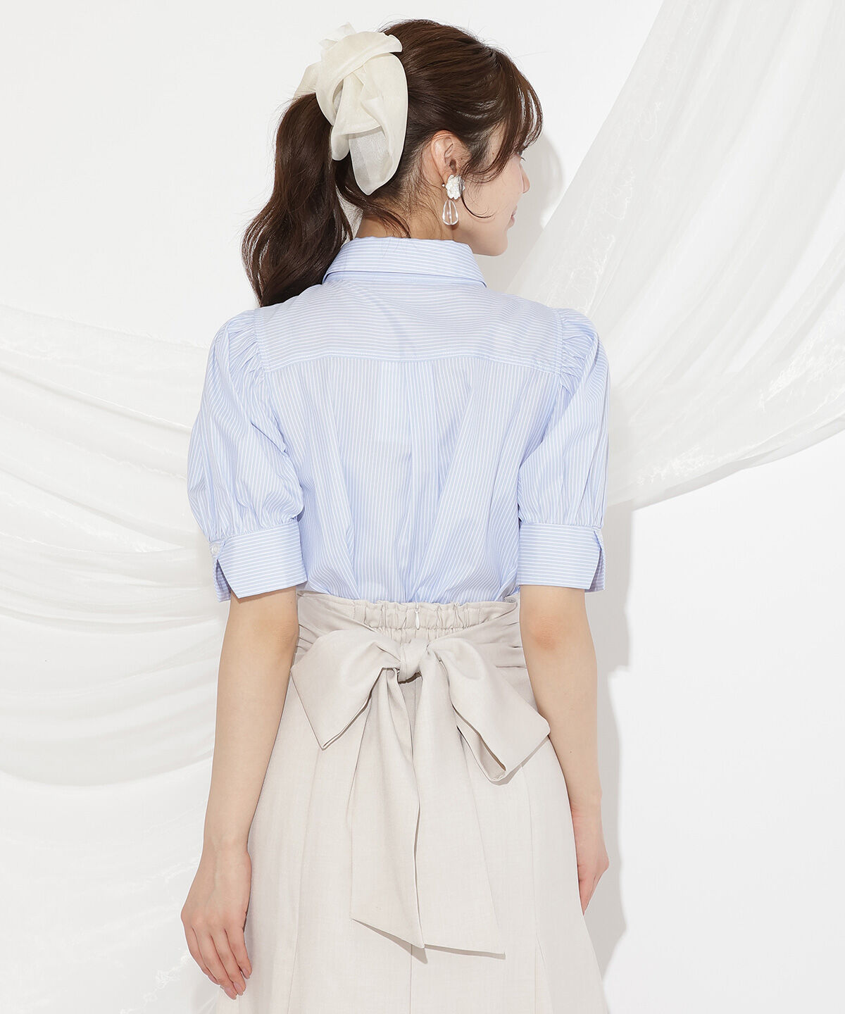 WILLSELECTION「刺繍ストライプパフブラウス」|シャツ・ブラウス|