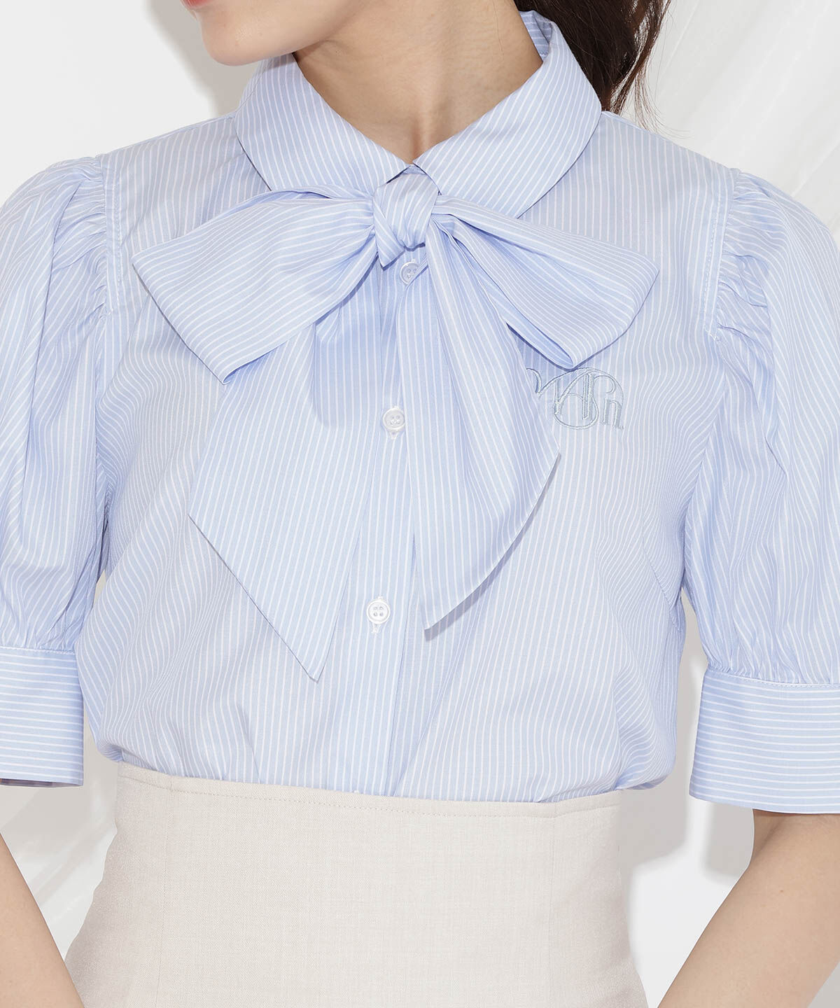 WILLSELECTION「刺繍ストライプパフブラウス」|シャツ・ブラウス|