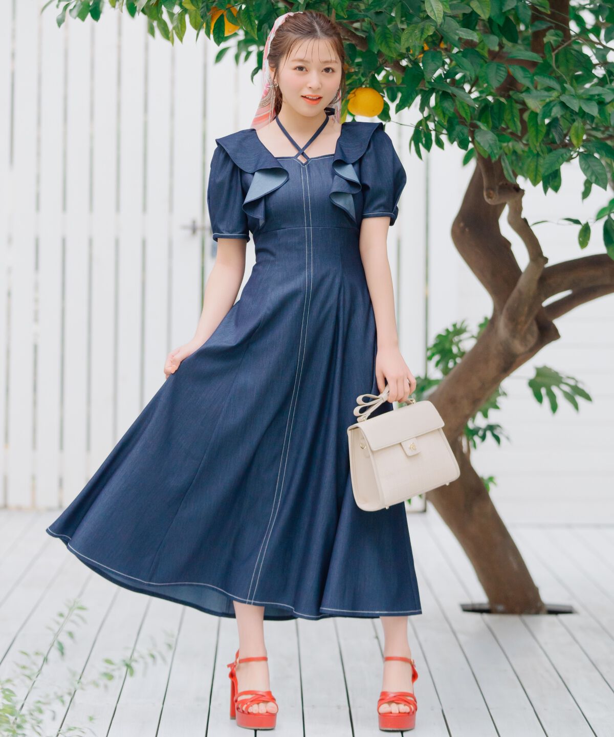 WILLSELECTION「クロスネックラッフルフリルワンピース」|ワンピース|