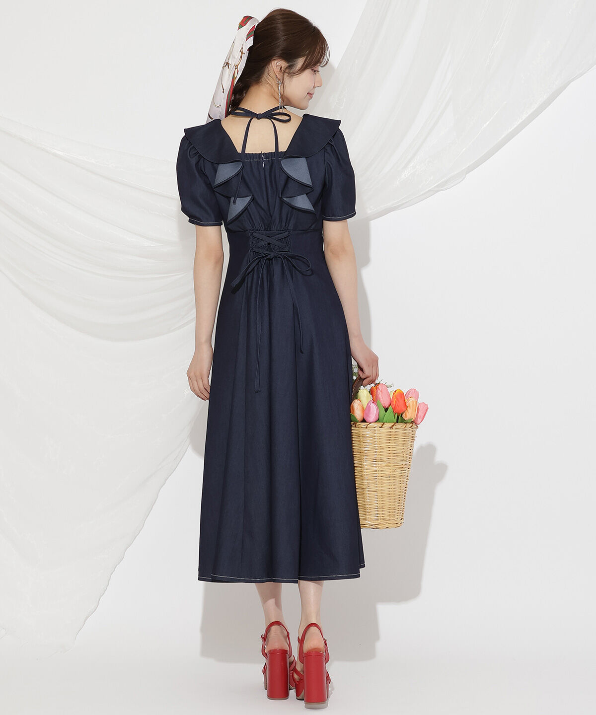 WILLSELECTION「クロスネックラッフルフリルワンピース」|ワンピース|