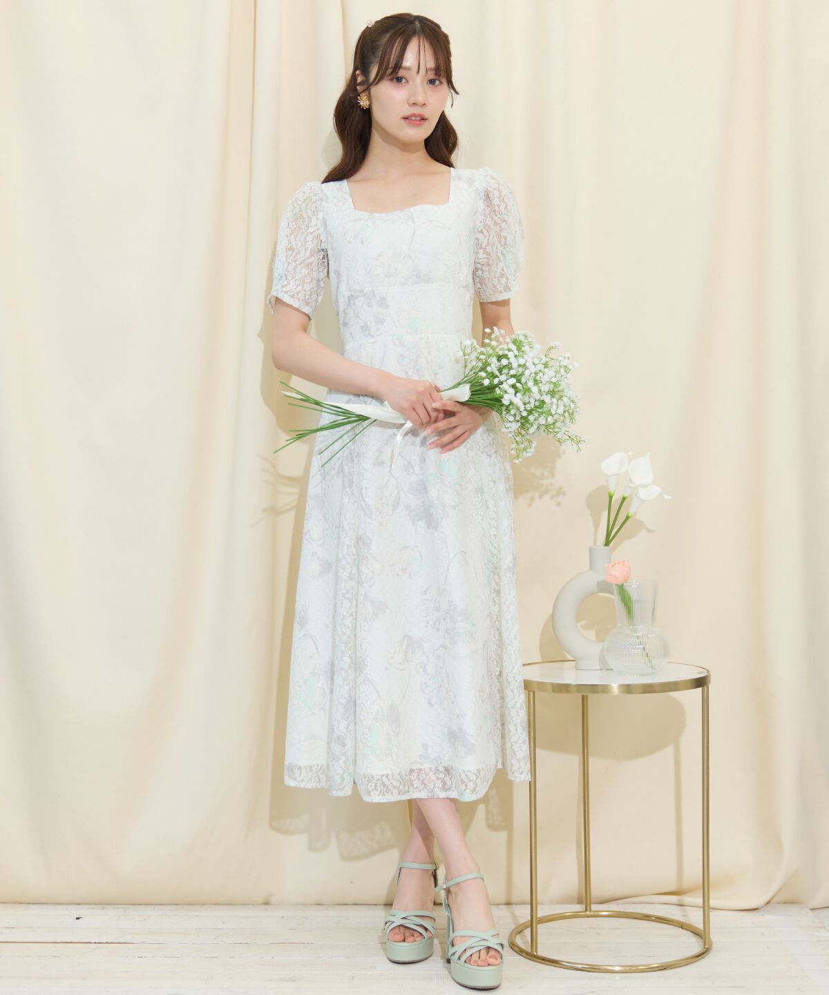 WILLSELECTION「ニュアンスフラワーレースプリントワンピース」|ワンピース|