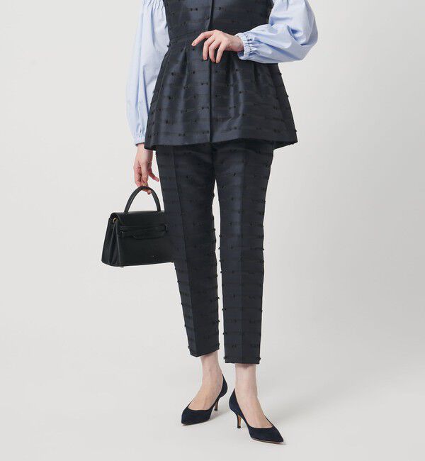 UNITED ARROWS「リボン カットジャガード パンツ」|スラックス|NAVY