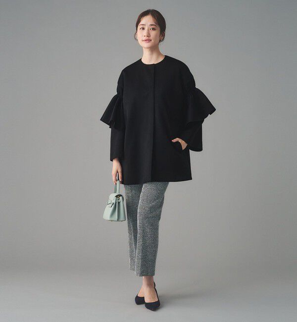 UNITED ARROWS「SPONGY フレアスリーブ コート」|ノーカラーコート|