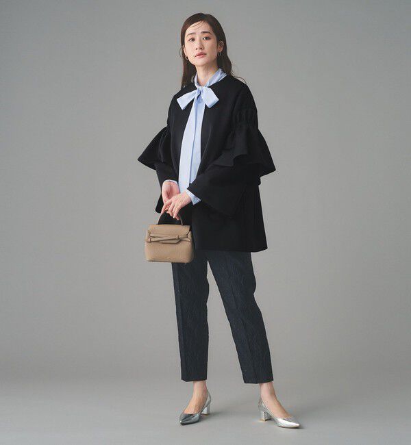 UNITED ARROWS「SPONGY フレアスリーブ コート」|ノーカラーコート|