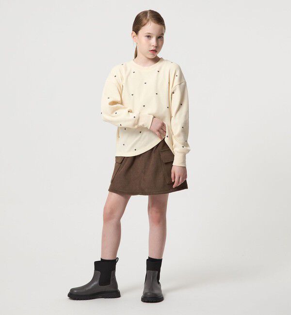 UNITED ARROWS green label relaxing「ハート総柄 ワッフル ロングスリーブTシャツ / キッズ  100cmー160cm」|Tシャツ・カットソー|