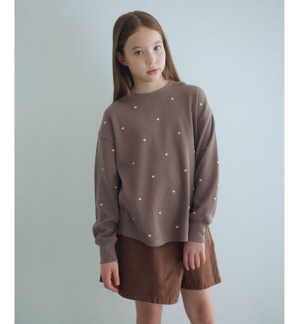 UNITED ARROWS green label relaxing「ハート総柄 ワッフル ロングスリーブTシャツ / キッズ  100cmー160cm」|Tシャツ・カットソー|