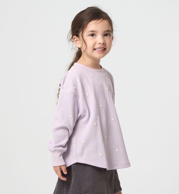 UNITED ARROWS green label relaxing「ハート総柄 ワッフル ロングスリーブTシャツ / キッズ  100cmー160cm」|Tシャツ・カットソー|