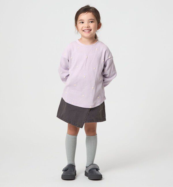 UNITED ARROWS green label relaxing「ハート総柄 ワッフル ロングスリーブTシャツ / キッズ  100cmー160cm」|Tシャツ・カットソー|