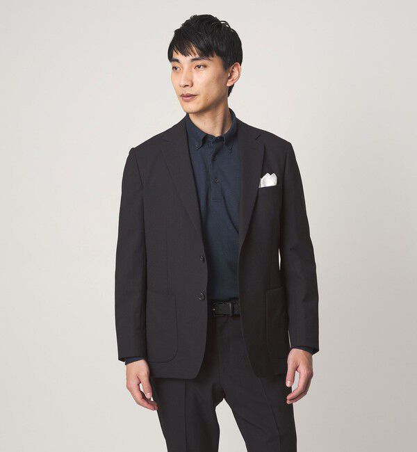 UNITED ARROWS green label relaxing「A+ ポリエステル シャークスキン 2B スタンダード セットアップ ジャケット -ウォッシャブル・ストレッチ-」|テーラードジャケット|NAVY