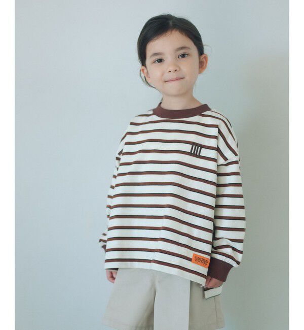 UNITED ARROWS green label relaxing「【別注】＜UNIVERSAL OVERALL＞ボーダー ロングスリーブ / キッズ  100cm-130cm」|Tシャツ・カットソー|OFF WHITE