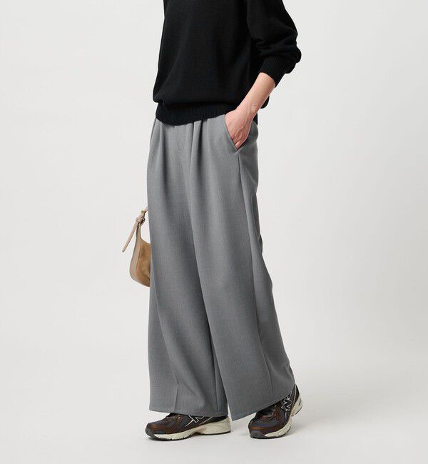 BEAUTY&YOUTH UNITED ARROWS「【WEB限定 Wardrobe DAILY MINIMAL】ウールライク ランダムタック ワイドパンツ ウォッシャブル」|スラックス|