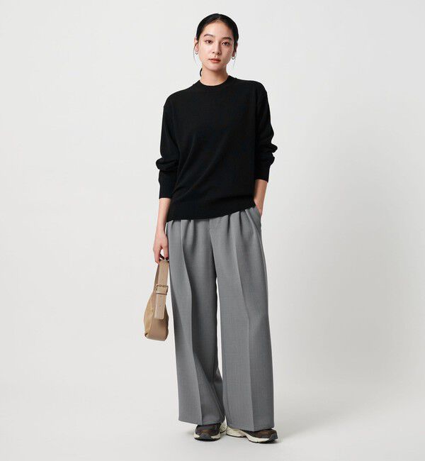 BEAUTY&YOUTH UNITED ARROWS「【WEB限定 Wardrobe DAILY MINIMAL】ウールライク ランダムタック ワイドパンツ ウォッシャブル」|スラックス|