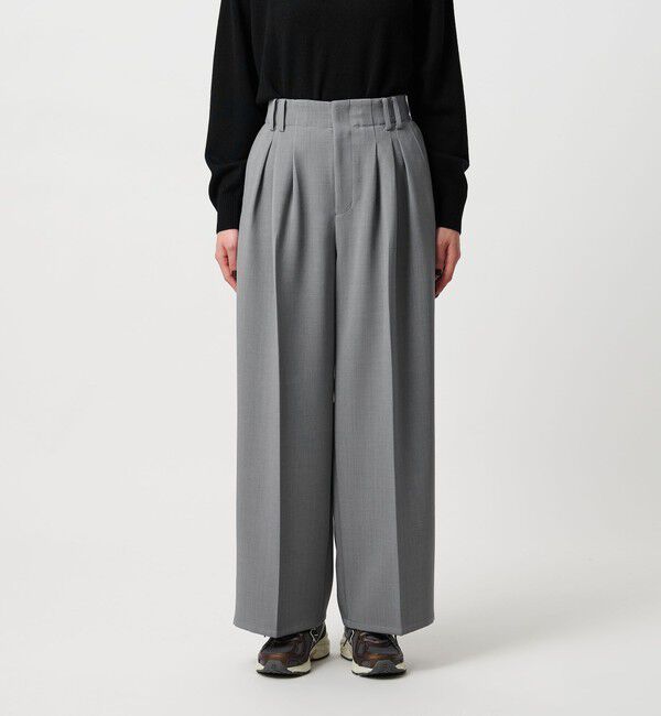 BEAUTY&YOUTH UNITED ARROWS「【WEB限定 Wardrobe DAILY MINIMAL】ウールライク ランダムタック ワイドパンツ ウォッシャブル」|スラックス|