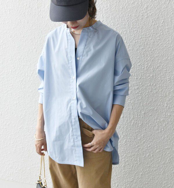 SHIPS any「SHIPS any:〈洗濯機可能〉REPREVE バンド カラー シャツ」|シャツ・ブラウス|