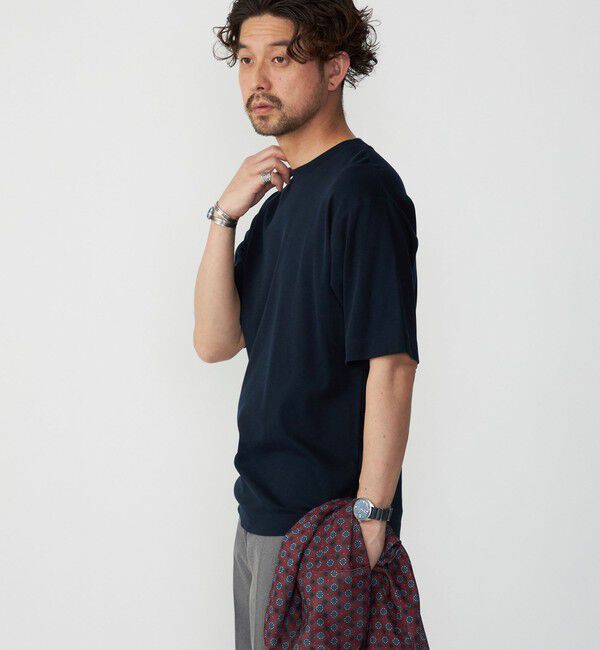 SHIPS「SHIPS:〈接触冷感〉トリコット ジャカード クルーネック Tシャツ」|Tシャツ・カットソー|