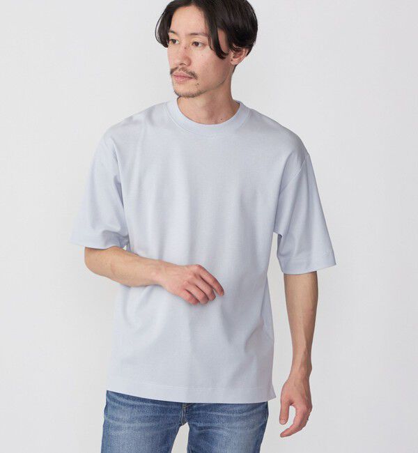 SHIPS「SHIPS:〈接触冷感〉トリコット ジャカード クルーネック Tシャツ」|Tシャツ・カットソー|