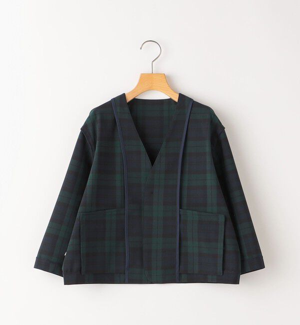 SHIPS KIDS「SHIPS KIDS:100～130cm /〈多機能〉ブラックウォッチ ノーラペル ジャケット」|ノーカラージャケット|